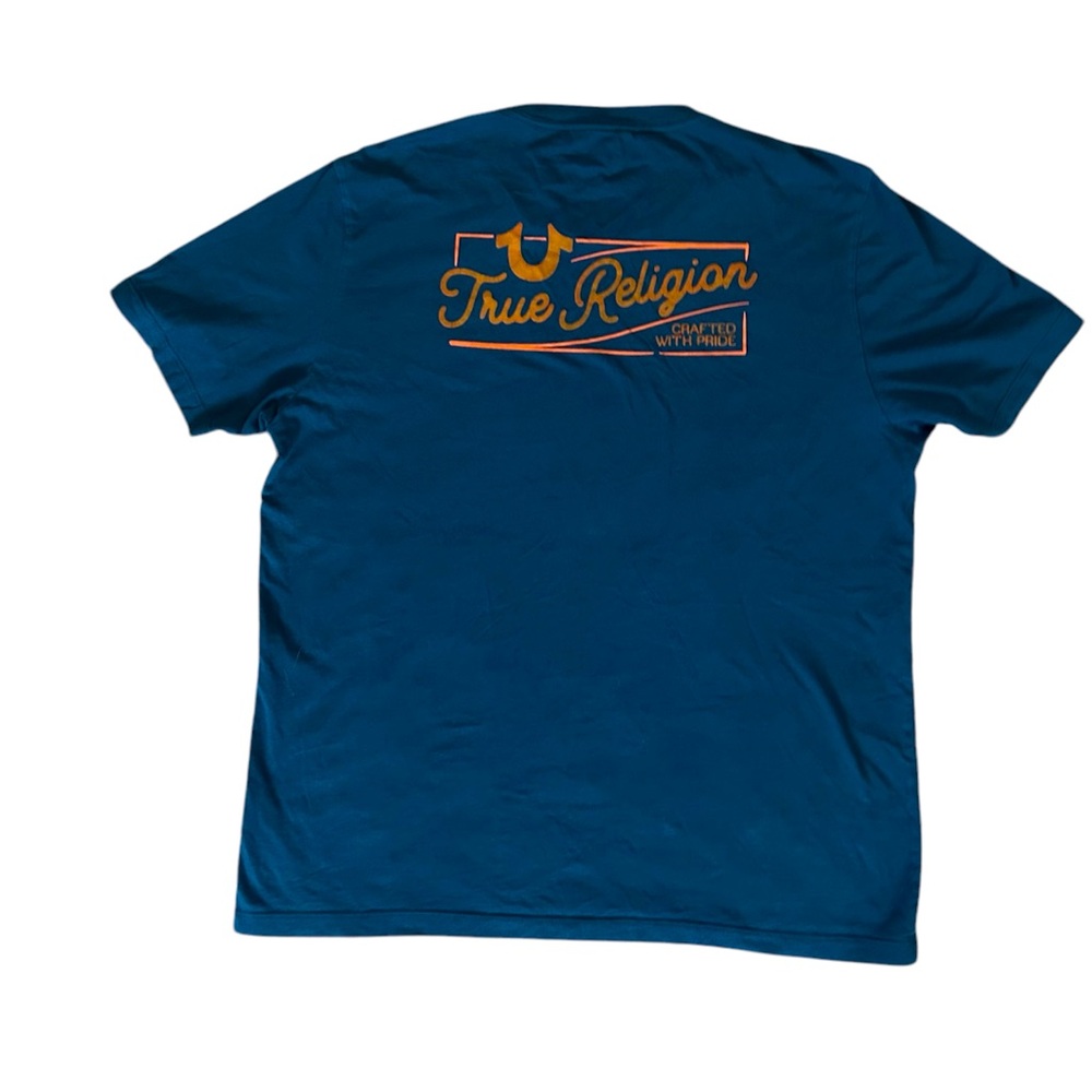5/$25 True Religion men’s deep teal and orange t-shirt size XL